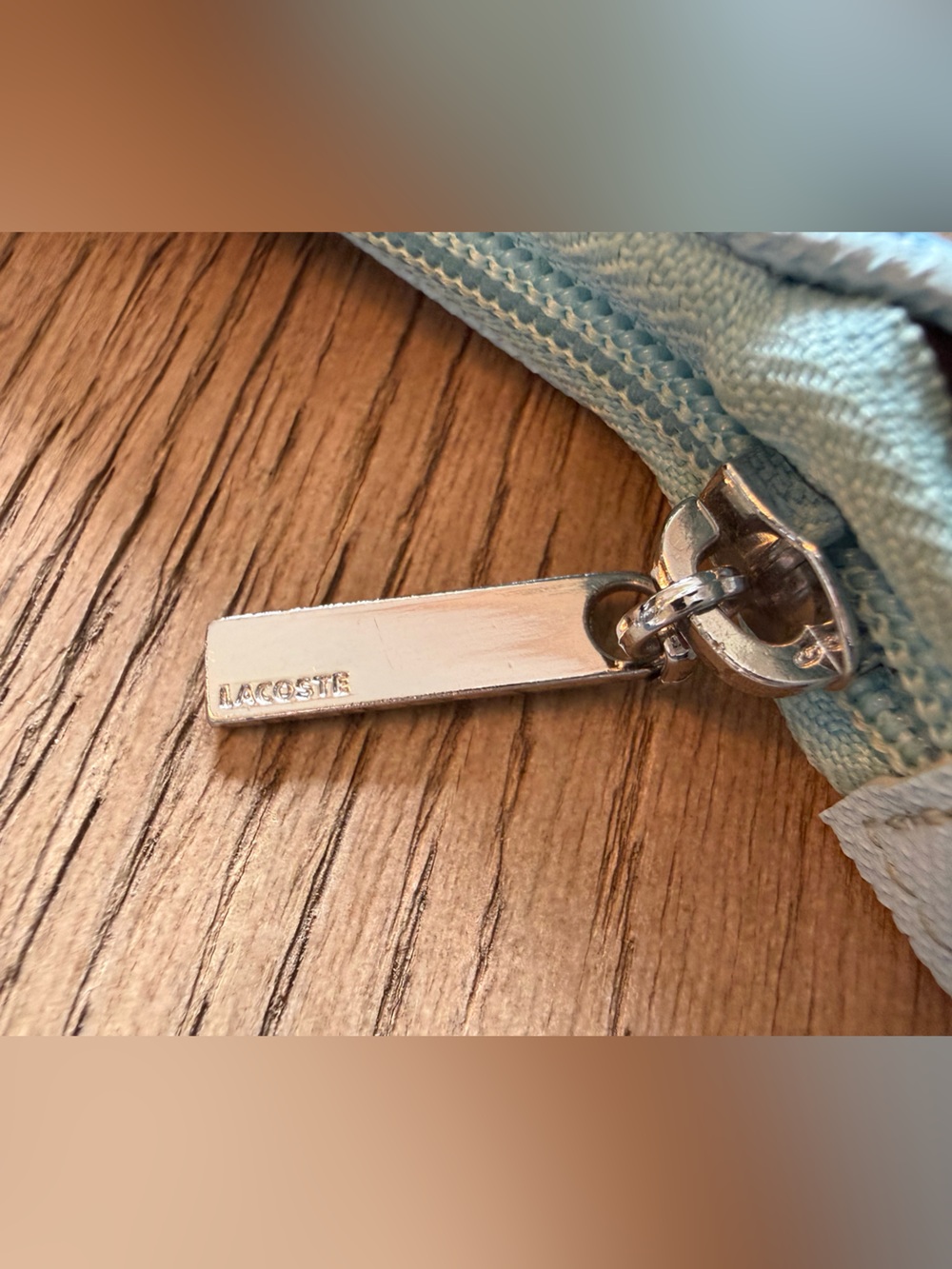 Early 2000s Lacoste Vintage “Baguette” Baby Blue Shoulder Bag with Black Strap - Picture 4 of 9
